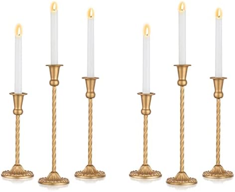 Nutpio Gold Candle Holder Candlestick Holders Set of 6 Metal Candle ...